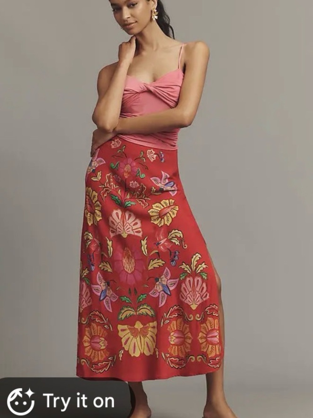 FARM Rio Anthropologie Floral High Slit Maxi Skirt M